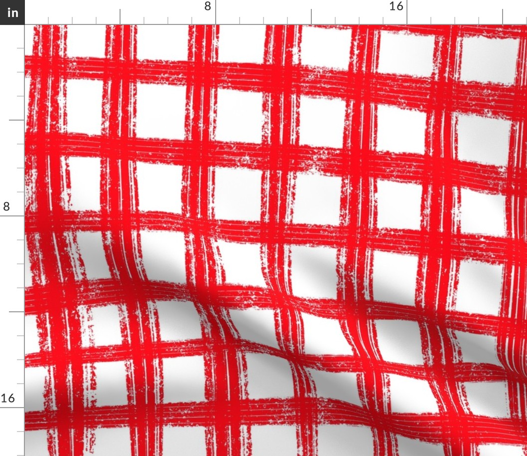 Large - Sketchy Grid - Red and White - Classic Picnic