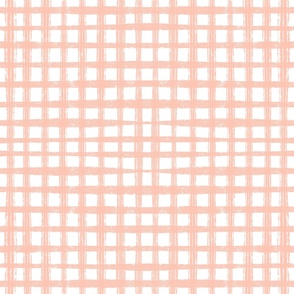 Large - Sketchy Grid - Light Pink and White