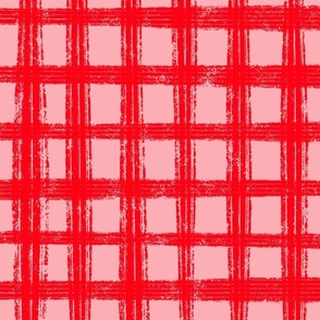 Large - Sketchy Grid - Red and Pink - Valentines Day