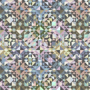 Abstract checker pastel crystalline Diamond facets hand drawn texture 12"