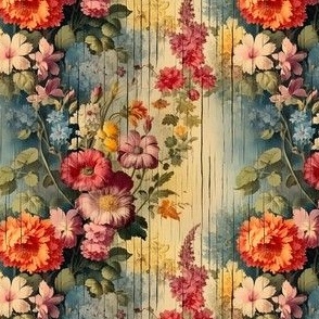 Rainbow Distressed Victorian Floral - small