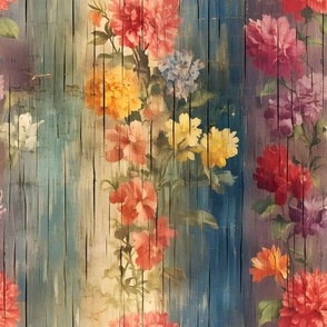 Rainbow Distressed Victorian Floral - medium