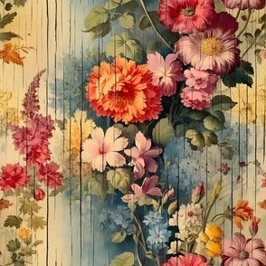 Rainbow Distressed Victorian Floral - large