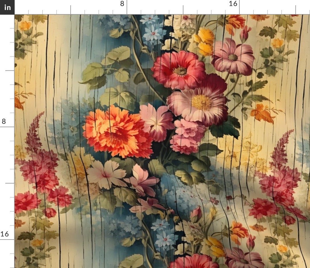 Rainbow Distressed Victorian Floral - large