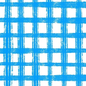 Large - Sketchy Grid - Blue and White - Summer Picnic