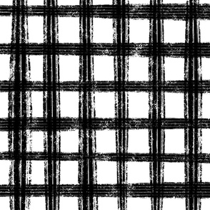 Large - Sketchy Grid - Black and White