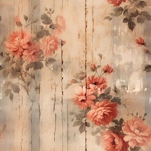 Pink Distressed Victorian Floral - large
