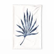 botanical wall hanging - watercolor indigo blue palm leaf - blue botanical tea towel