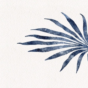 botanical wall hanging - watercolor indigo blue palm leaf - blue botanical tea towel