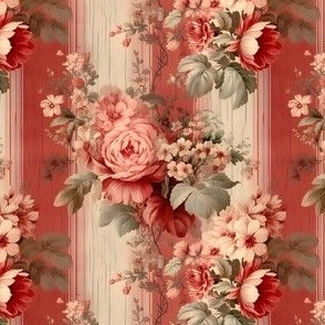 Pink & Red Distressed Victorian Floral - small