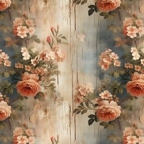 Pink & Blue Distressed Victorian Floral - small