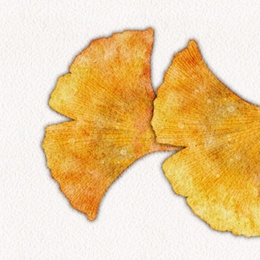 botanical wall hanging - watercolor orange ginkgo leaf - autumn botanical tea towel