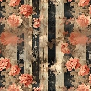 Pink & Black Distressed Victorian Floral - small
