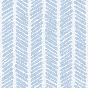 Textured Hand Drawn Doodle Herringbone Stripes, Sky Blue and White (Large Scale)