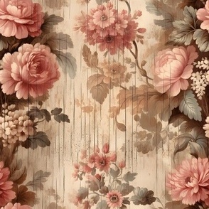Pink Distressed Victorian Floral - medium