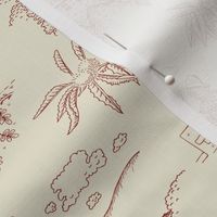 Toile de Jouy with medieval castle and knights on ivory cream | medium