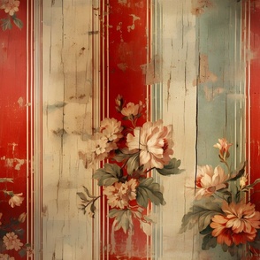 Red Distressed Victorian Floral - large