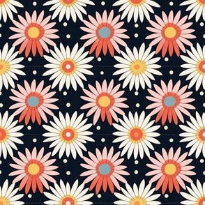 hilma af klint inspired pink yellow and white daisy botanical