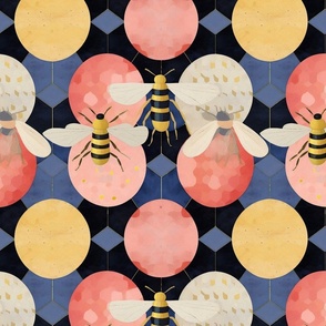 geometric bees inspired by  hilma af klint