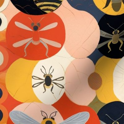 abstract geometric bees inspired by hilma af klint