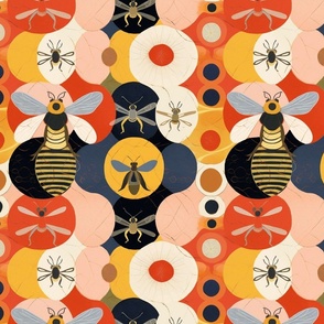 abstract geometric bees inspired by hilma af klint