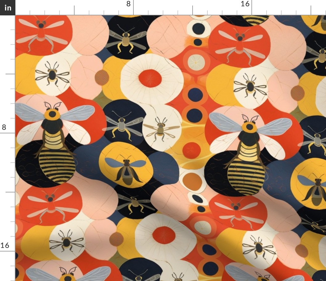 abstract geometric bees inspired by hilma af klint