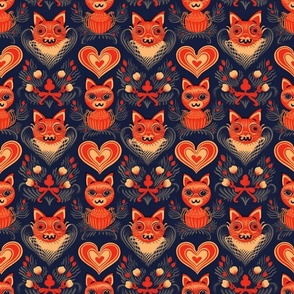 vintage heart valentine inspired by louis wain cats