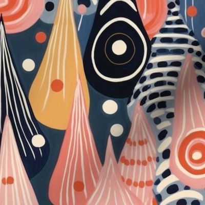 hilma af klint inspired art nouveau pink and blue christmas tree forest