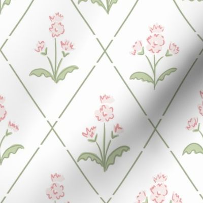simple floral trellis // shell pink and pastel green