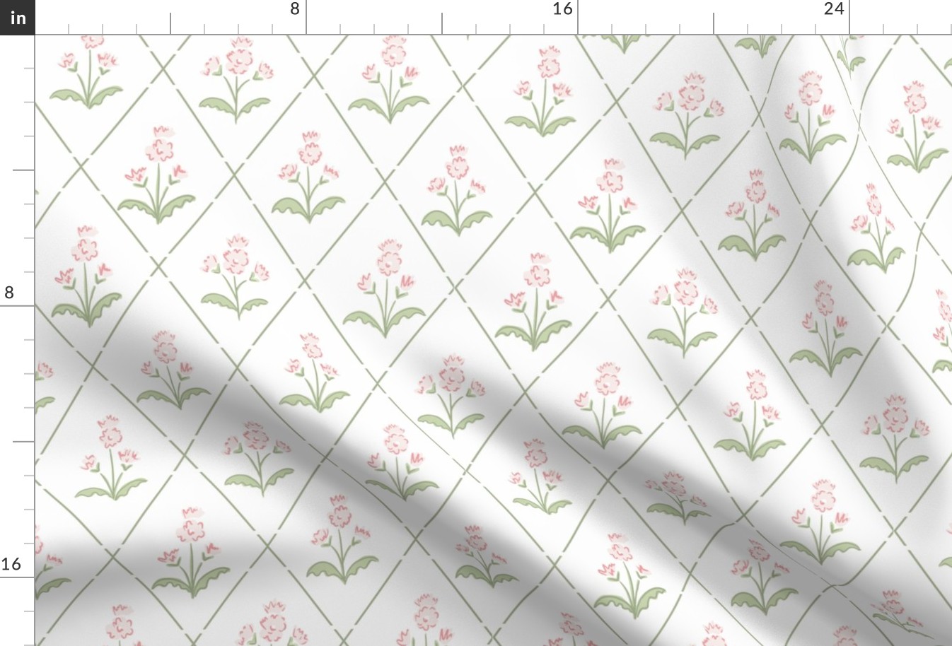 simple floral trellis // shell pink and pastel green