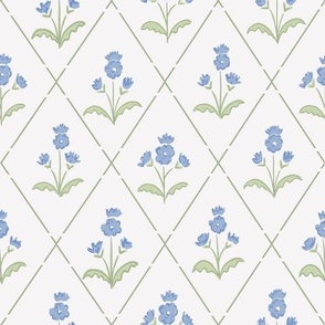 simple floral trellis //blue and green
