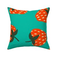 Vintage Strawberries - Large - Scattered on Teal