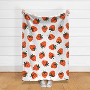 Vintage Strawberries - Large - Scattered on White