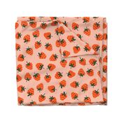 Vintage Strawberries - Medium - Scattered on Pink