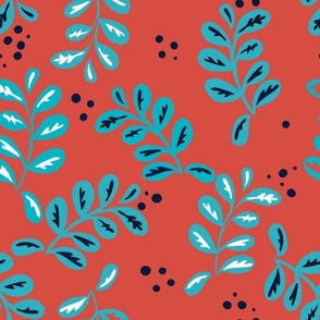 12-simple leaves turquoise red