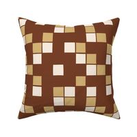 Bohemian Fall plaid  - cream grid, beige, brow  squares, chocolate squares, earthy colors