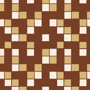 Bohemian Fall plaid  - cream grid, beige, brow  squares, chocolate squares, earthy colors