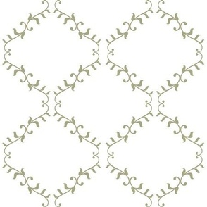 Ogee Vines - Artichoke Green and White