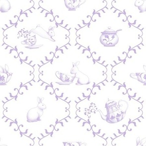 Bunnies at Tea - Lavender and White