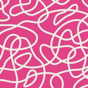 Abstract light pink squiggle on hot pink, LARGE