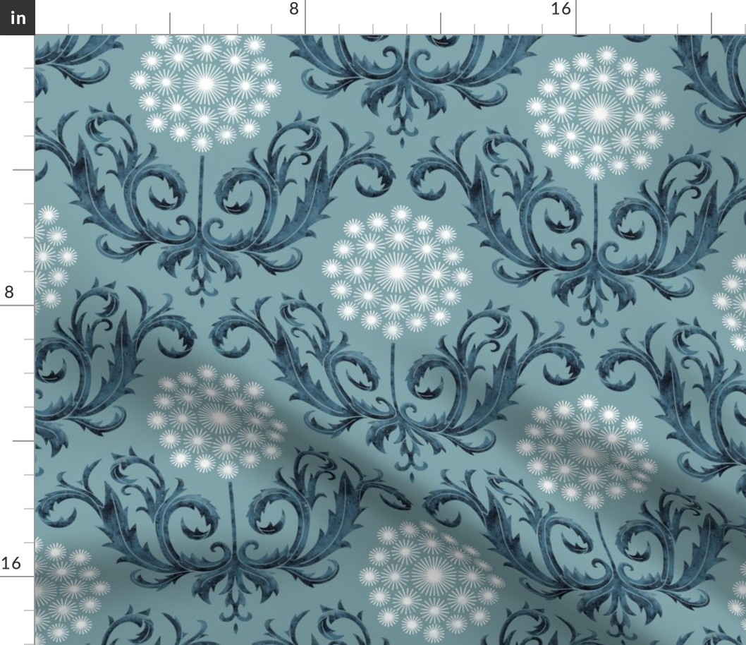 Victorian Dandelions Damask -  small - 