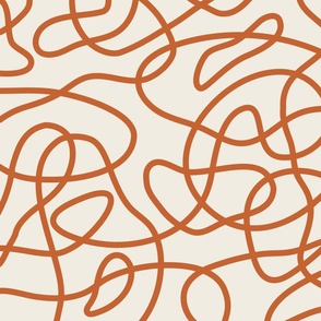 Abstract orange squiggle on beige, pantone intangible colors, LARGE