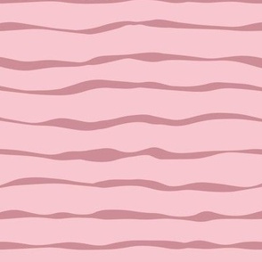 Dusty pink on pink wavy stripes, horizontal, LARGE, 1 inch between lines