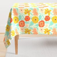 Bright Sunshine floral//Large scale//multidirectional//wallpaper//home decor