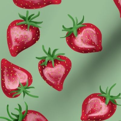 Strawberry Love on Sage Green