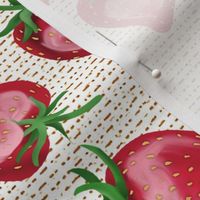 Strawberry Love on Dashed Lines with White