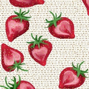 Strawberry Love on Dashed Lines with White
