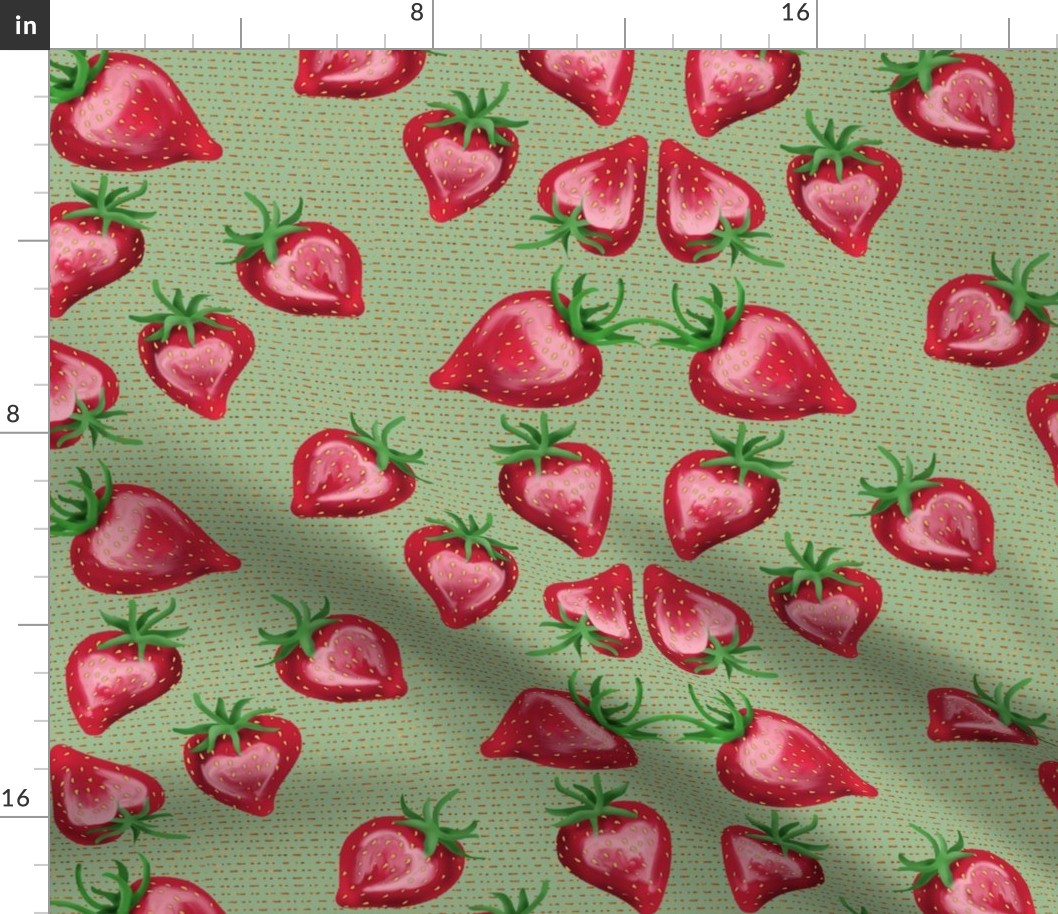 Strawberry Love on Dashed Lines with Sage Green