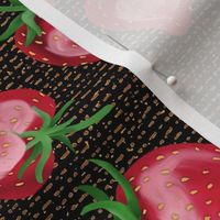 Strawberry Love on Dashed Lines with Black