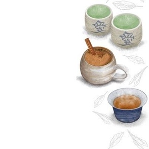 Tea Time - Matcha, Oolong, and Chai as Stripes on White